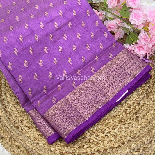 Semi Tussar Silk - Grand Pallu  - Lavender Shade - VVSTS021