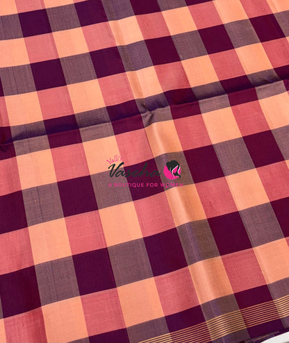 Pure Soft Silk Saree  - Small Pazhum Pazhamum Checks - VVPSS159