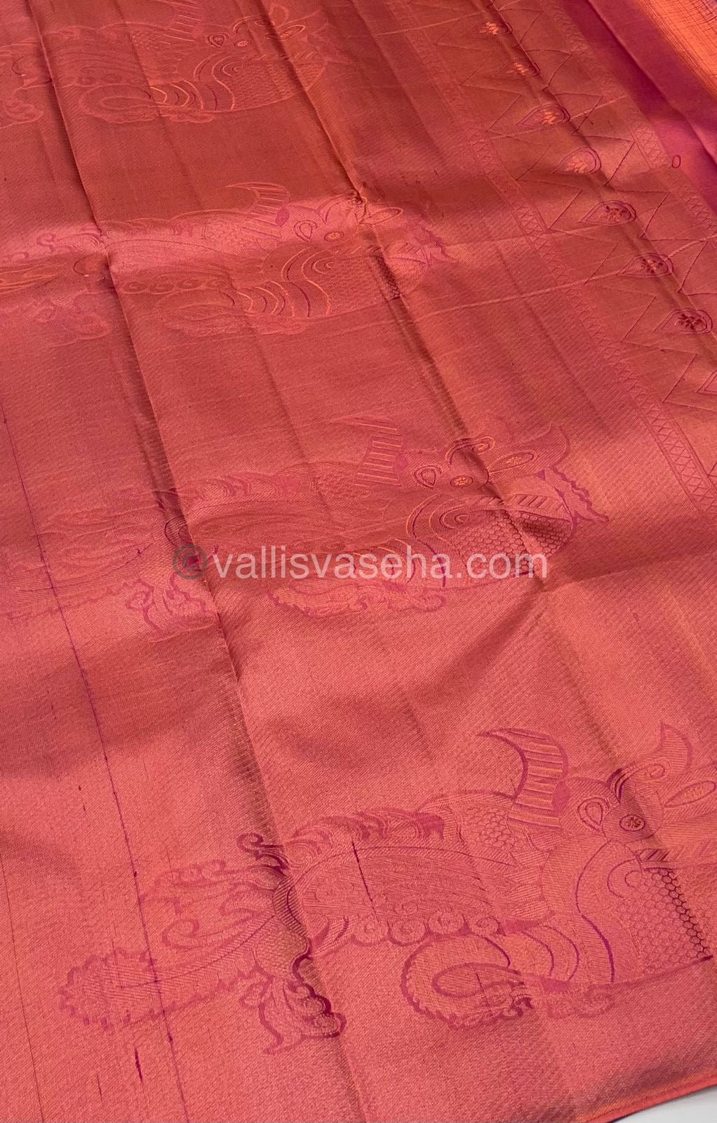 Pure Soft Silk Saree - Light Weight - Blue with Peachish Pink shade - VVPSS025