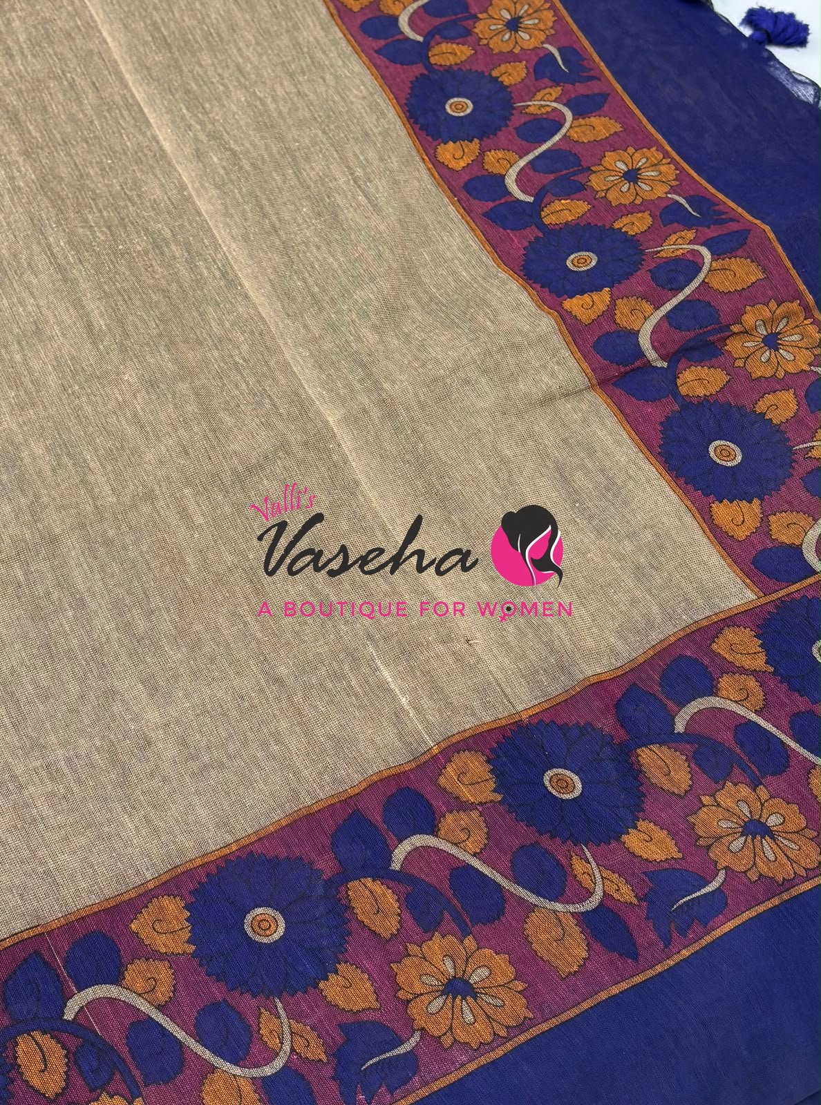 Handloom Cotton Sarees with Kalamkari Blouse - VVKCK004