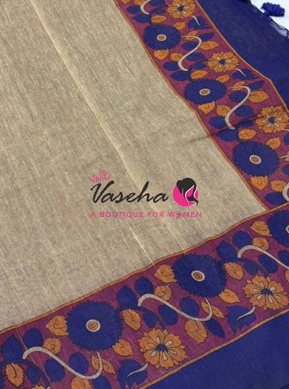 Handloom Cotton Sarees with Kalamkari Blouse - VVKCK004