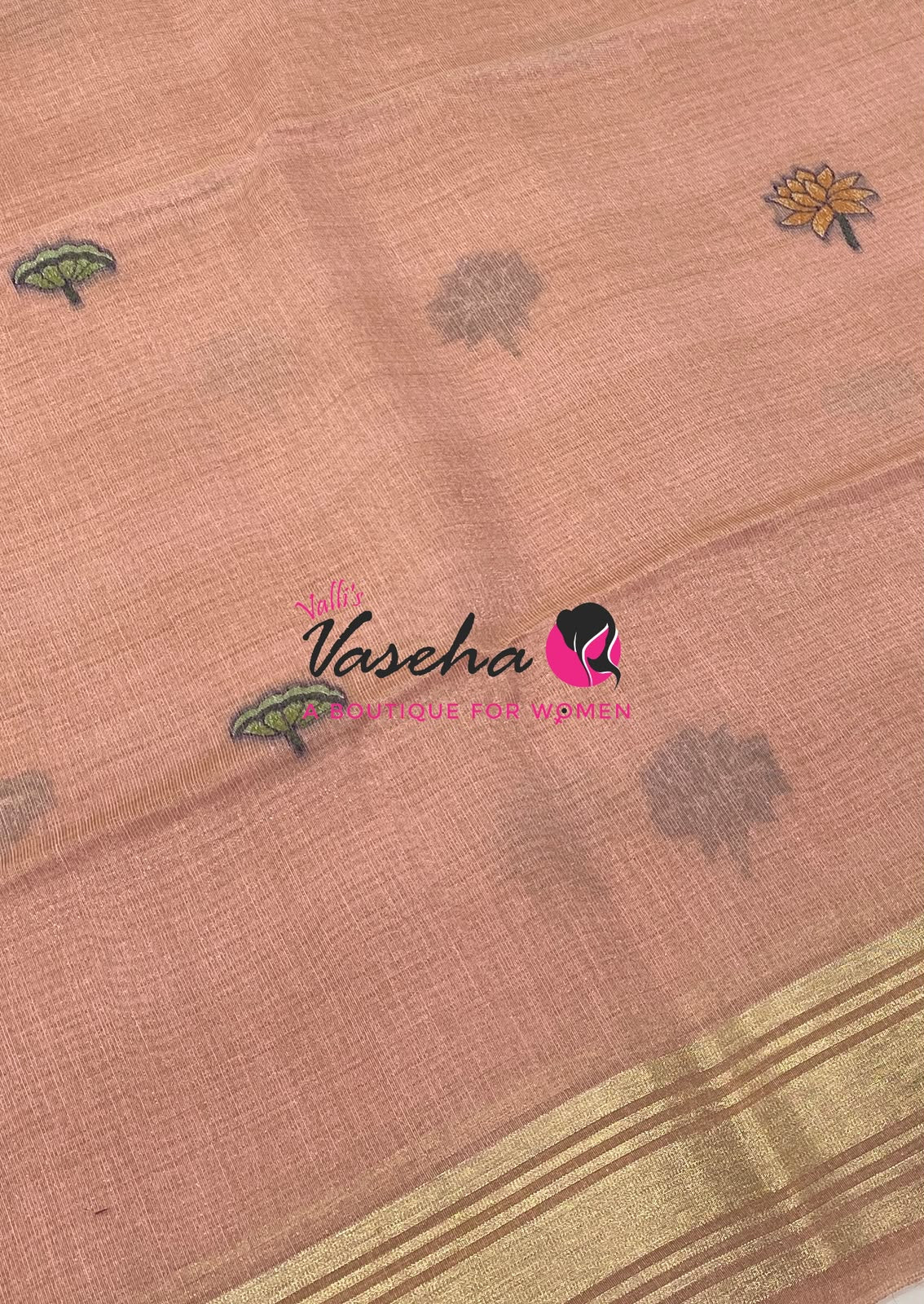Muga Tissue Linen Saree - Pink Shade - VVMLT003