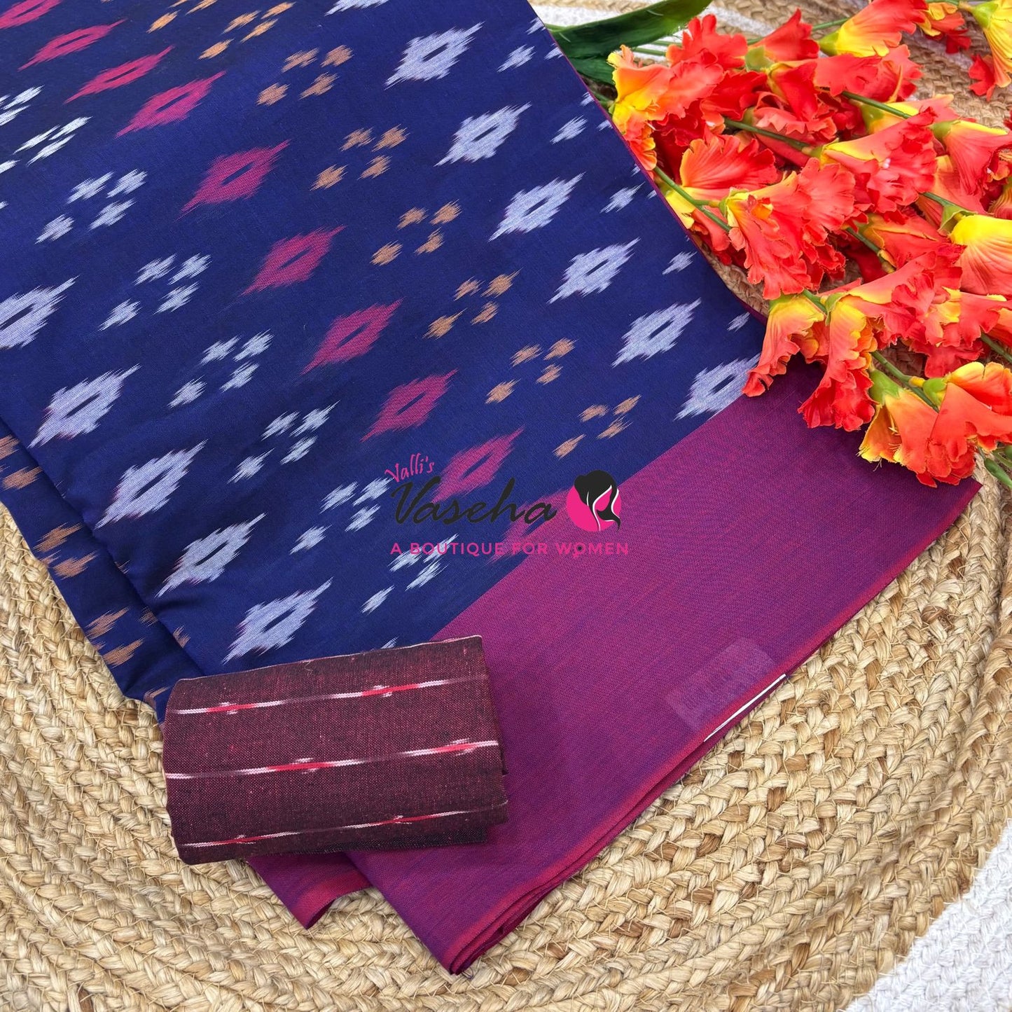Ikkat Mercerised Cotton Saree - Single Ikkat - VVIKS001