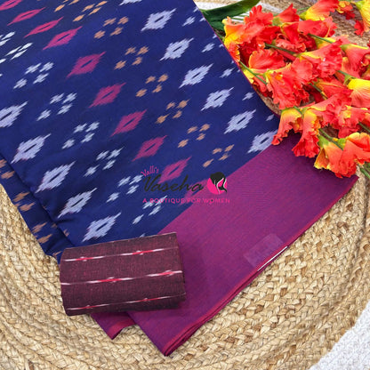Ikkat Mercerised Cotton Saree - Single Ikkat - VVIKS001