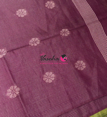 Bhagalpuri Silk - Vaira Voosi Lines - Green & Purple Combo - VVBSV003