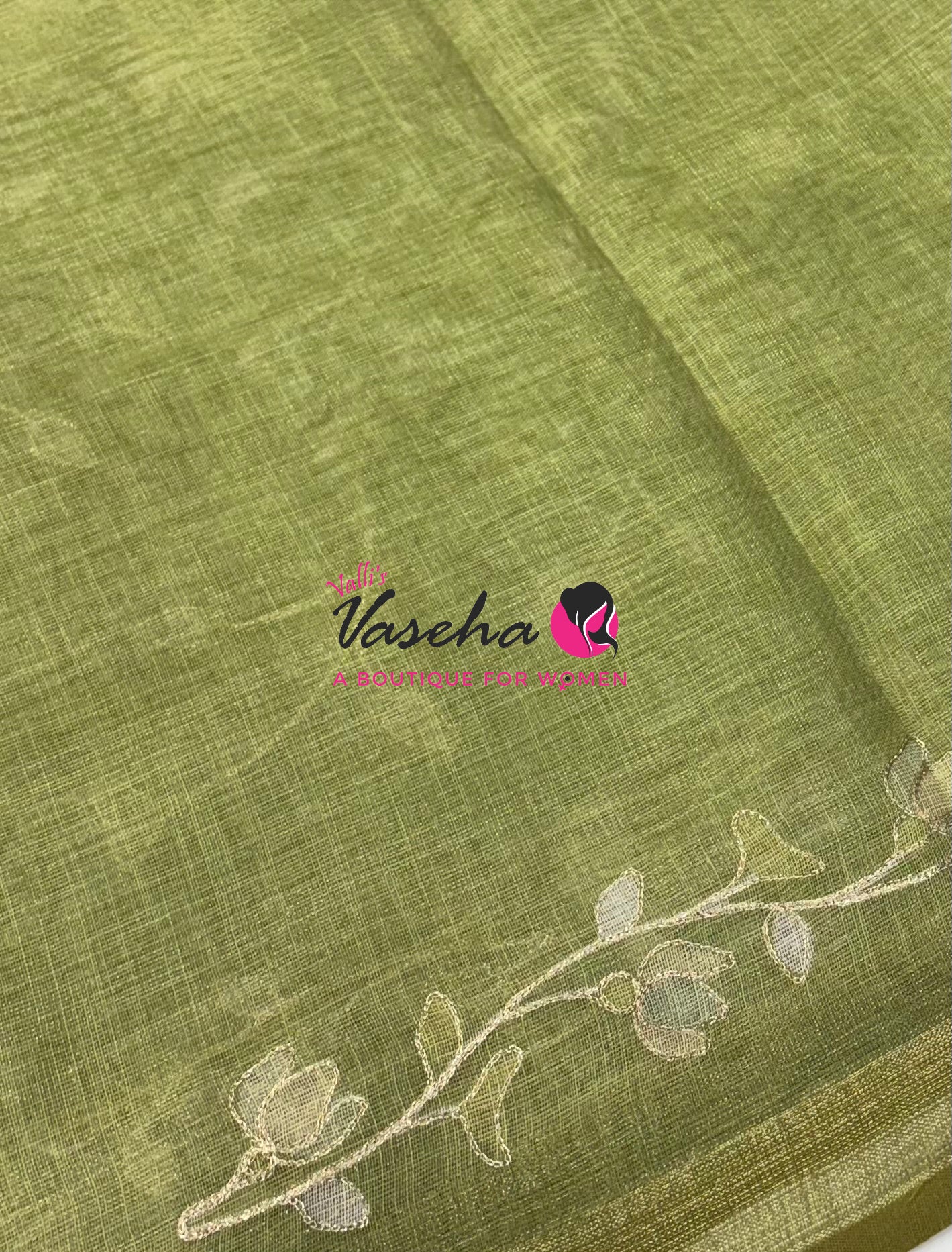 Linen Tissue Saree - Green Shade - VVLTS003