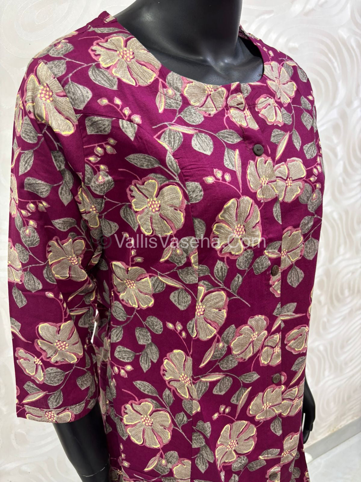 Slub Cotton -  Printed Kurti -  A - Line Cut - VVALK002