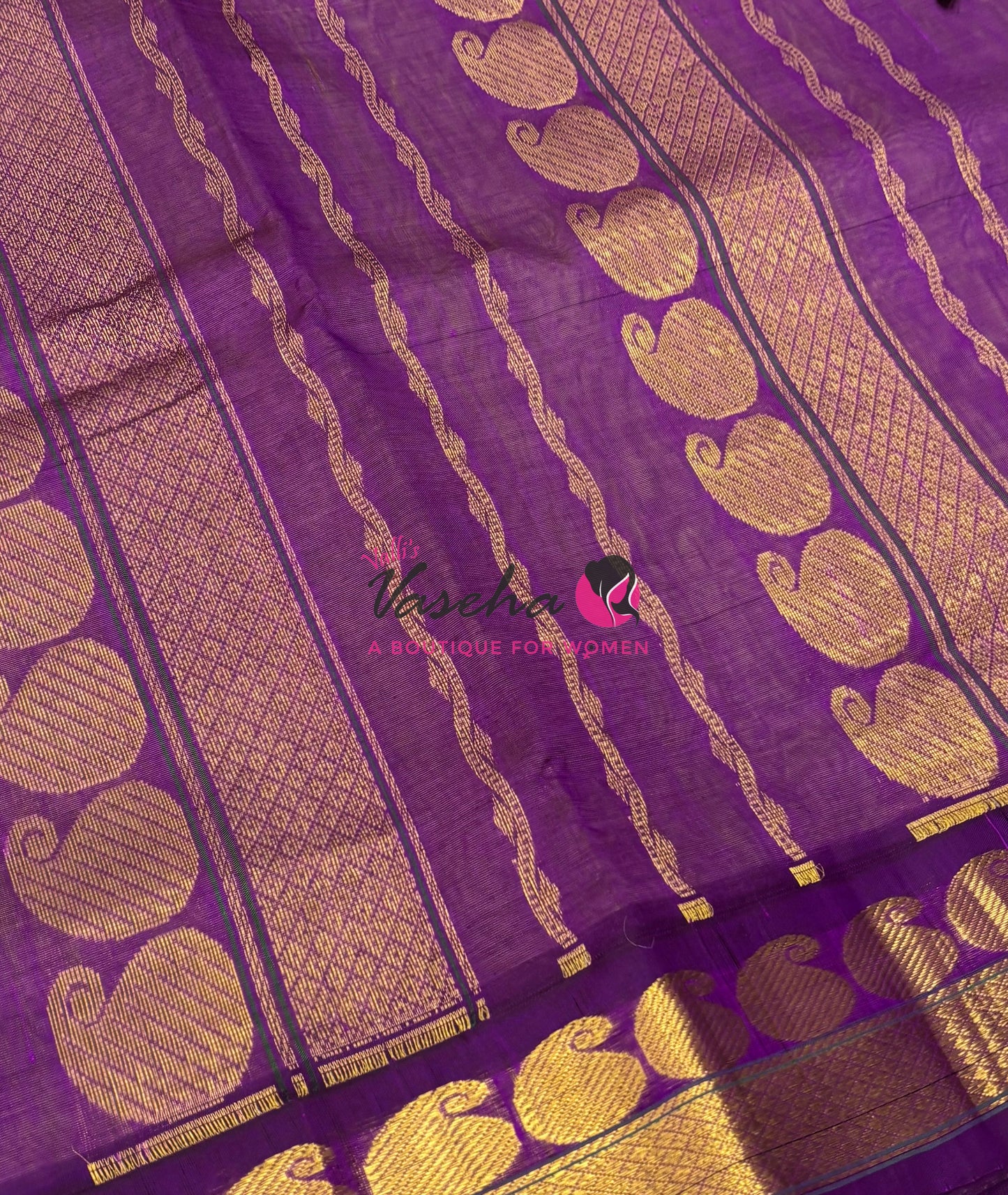 10 yards - Pure Silk Cotton - Lemon Green & Purple - VVTYSC002