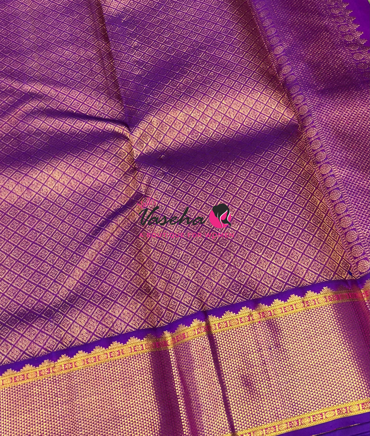 Pure Vintage Korvai Kanchipuram Silk Saree - Light Blue & Purple Combo - VVPS034