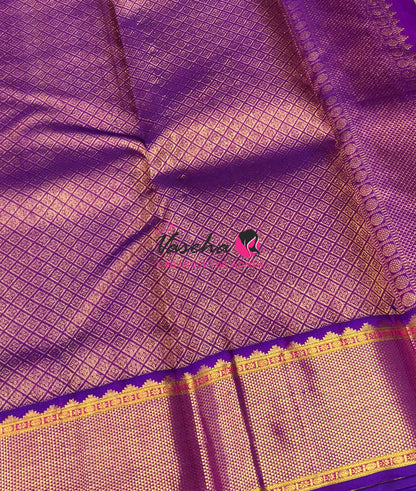 Pure Vintage Korvai Kanchipuram Silk Saree - Light Blue & Purple Combo - VVPS034