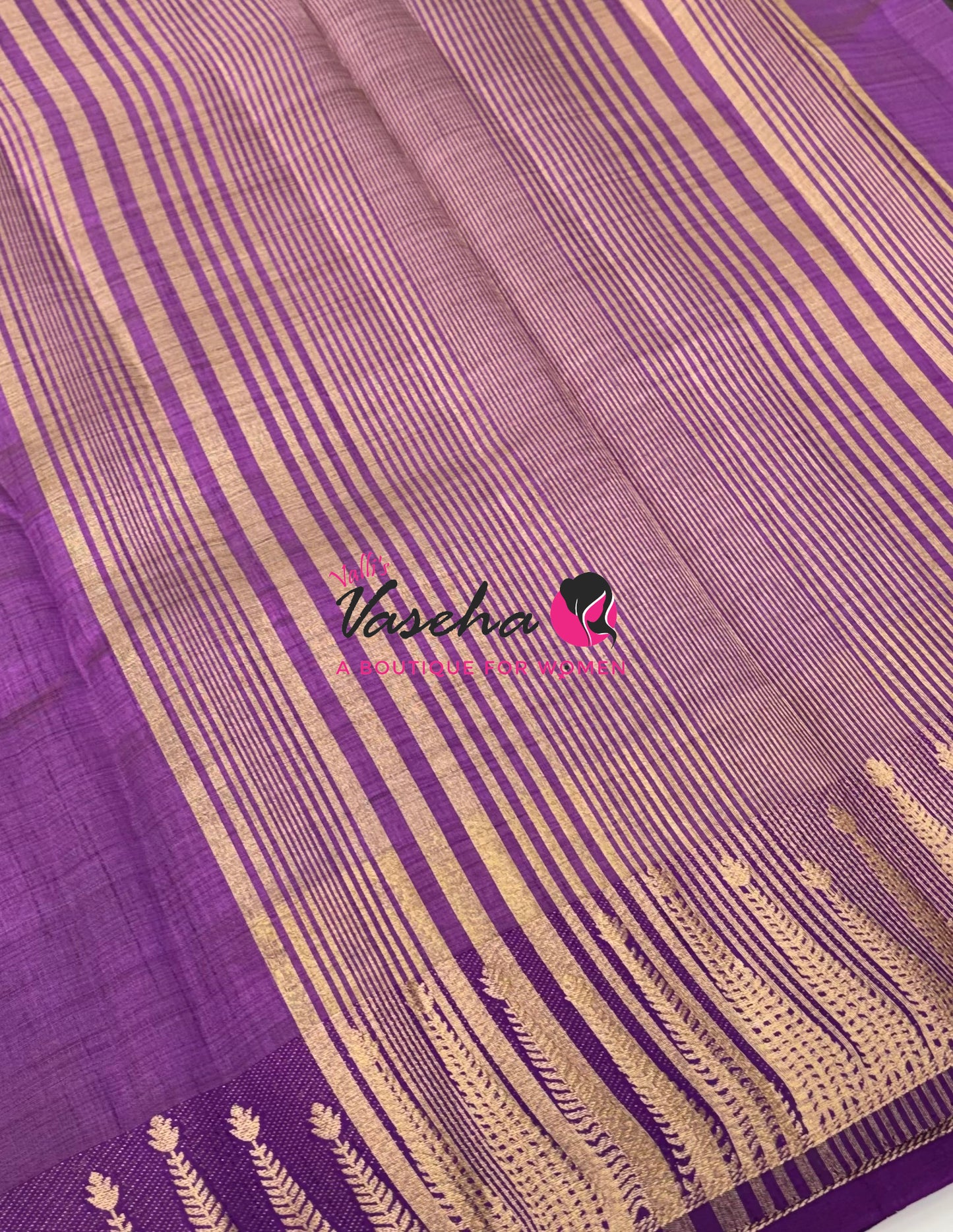 Semi Tussar Silk Saree | Purple  Shade |VVSTS050