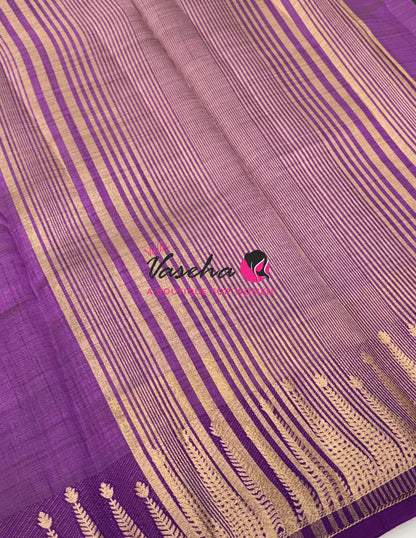 Semi Tussar Silk Saree | Purple  Shade |VVSTS050