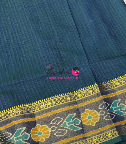 Semi Patola | Printed  Silk Saree - Light Blue With Peacock Blue Combo - VVSPS001