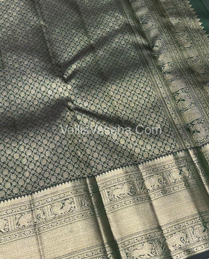 Pure Vintage Korvai Kanchipuram Bridal Silk Saree - Yellow & Green Combo - VVPS033