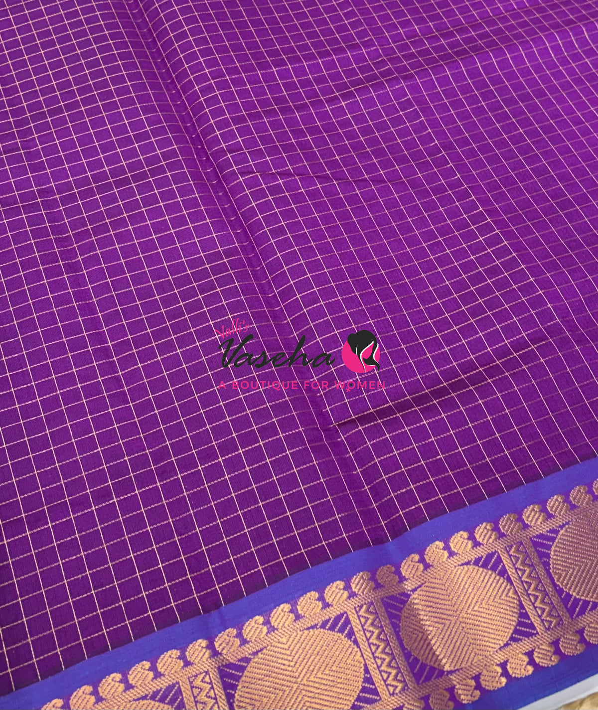 Semi Silk Cotton Saree - Checks Pattern - VVSSC019