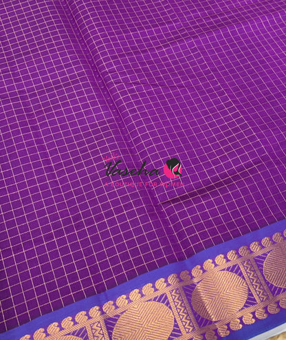 Semi Silk Cotton Saree - Checks Pattern - VVSSC019