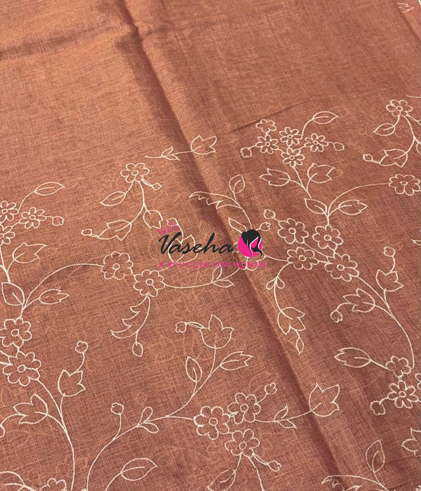 Linen Tissue Saree - Peach Shade - VVLTS009