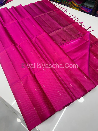 Pure Soft Silk Saree - Antique Zari - Border Less - Pink - VVPSS037