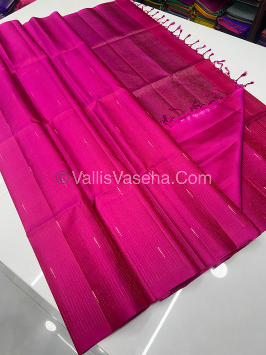 Pure Soft Silk Saree - Antique Zari - Border Less - Pink - VVPSS037