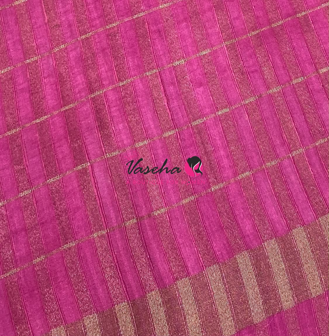 Semi Art Tussar Silk  / Art Silk - Peacock Blue & Pink  - VVATS008