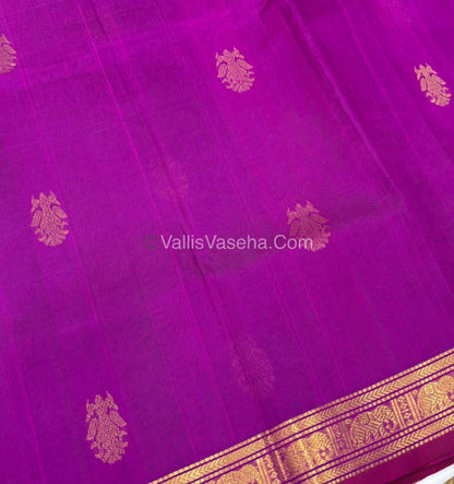 Pure Silk Cotton Saree - Retta Mayil Design - Purplish Pink Shade - VVRMS001