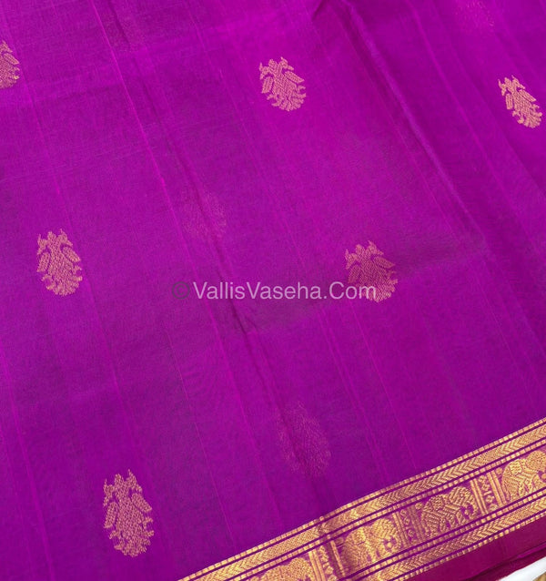 Pure Silk Cotton Saree - Retta Mayil Design - Purplish Pink Shade - VVRMS001