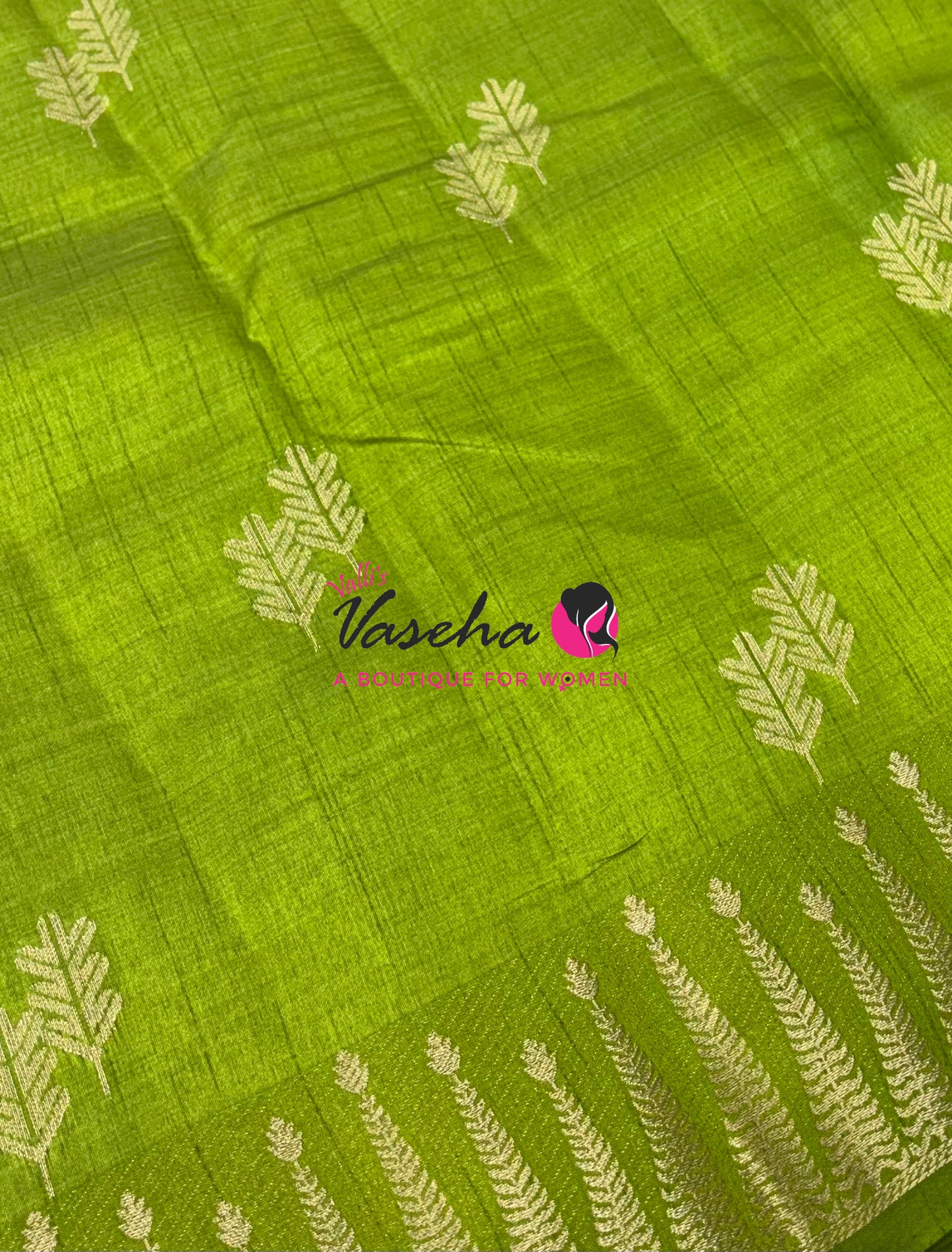Semi Tussar Silk Saree | Lemon Green Shade |VVSTS050