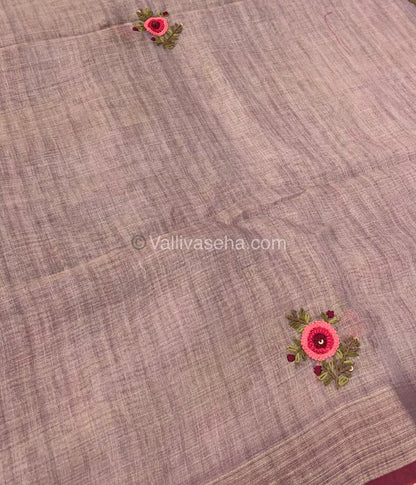 French Knot - Tissue Saree - Onion Pink Shade - VVLFN001