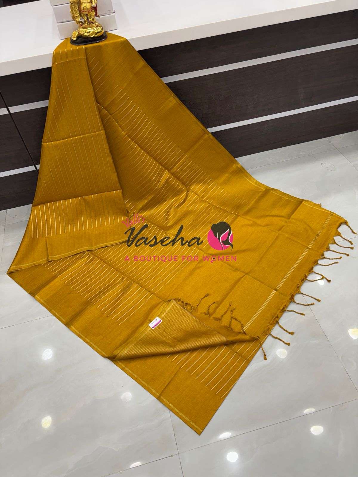 Semi Tussar Silk Saree | Yellow Shade |VVSTS049