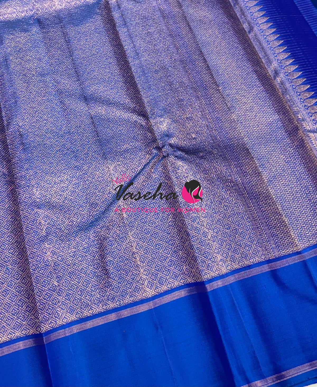 Pure Kanchipuram Silk Saree - Blue Shade - VVPS100