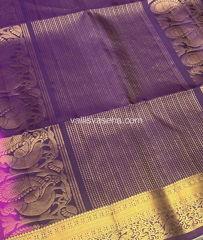 Pure Soft Silk Saree - Kanchi Border - Purplish Pink & Dark Purple Combo - VVPSS046