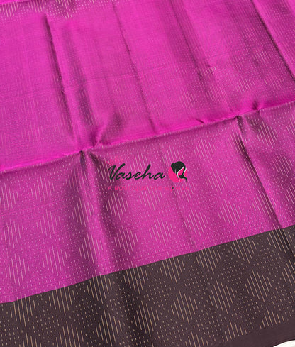 Pure Soft Silk Saree  - Vairavoosi Pattern - Pink With Brown - VVPSS095