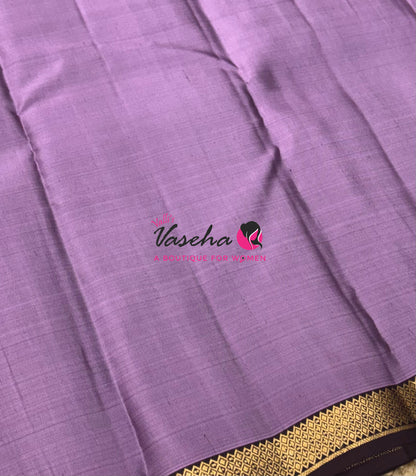 Pure Soft Silk Saree  -  Lavender With Wine Brown Combo - VVPSS146