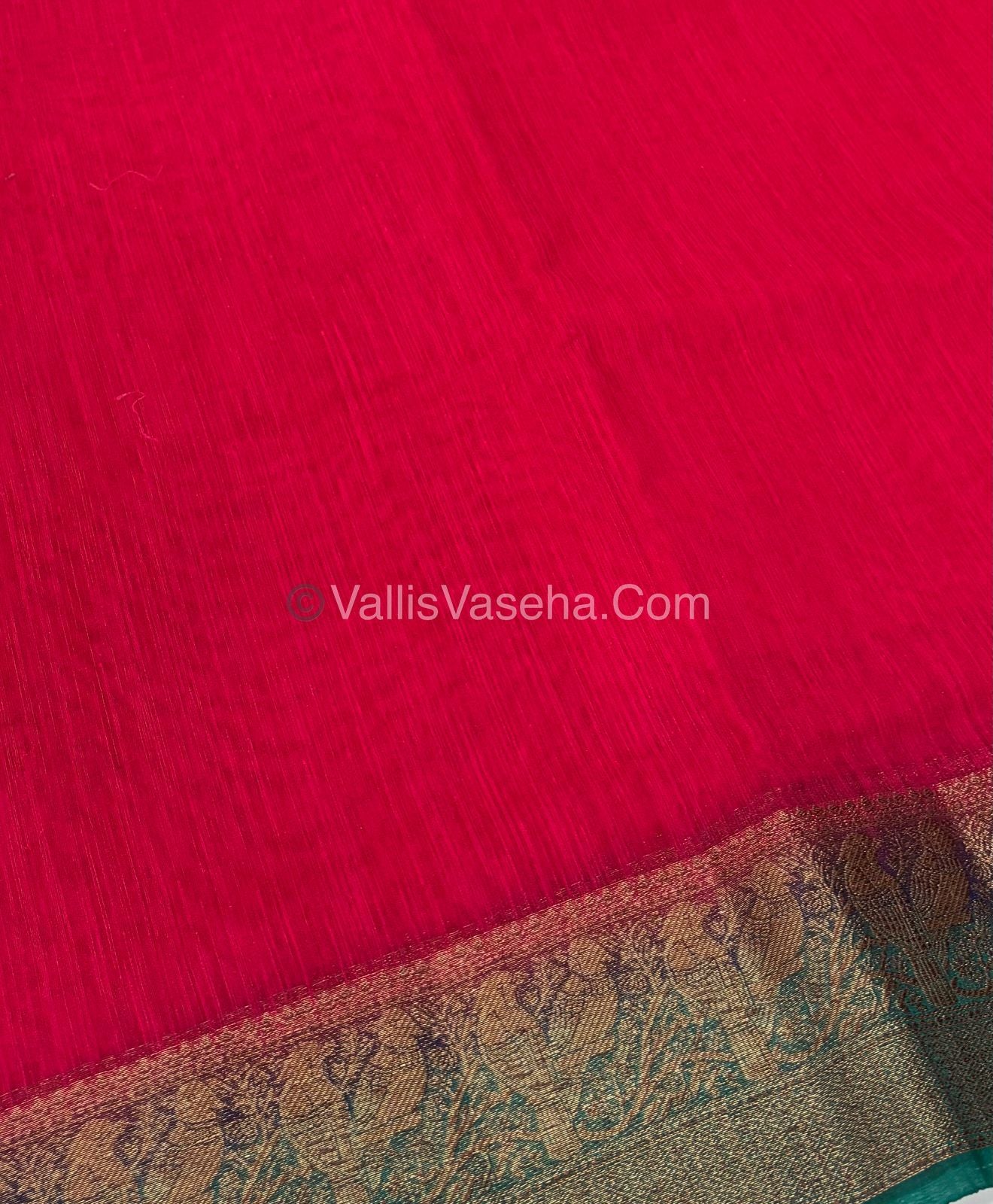 Bamboo Silk Saree - Pink With Blue Shade - VVBSS005