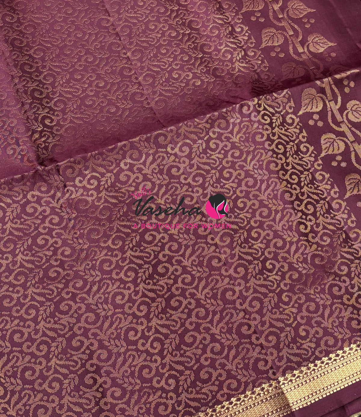 Pure Soft Silk Saree  - Greyish Green With Wine Combo - VVPSS150