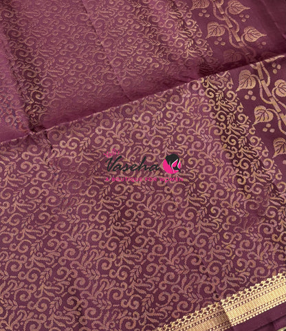 Pure Soft Silk Saree  - Greyish Green With Wine Combo - VVPSS150