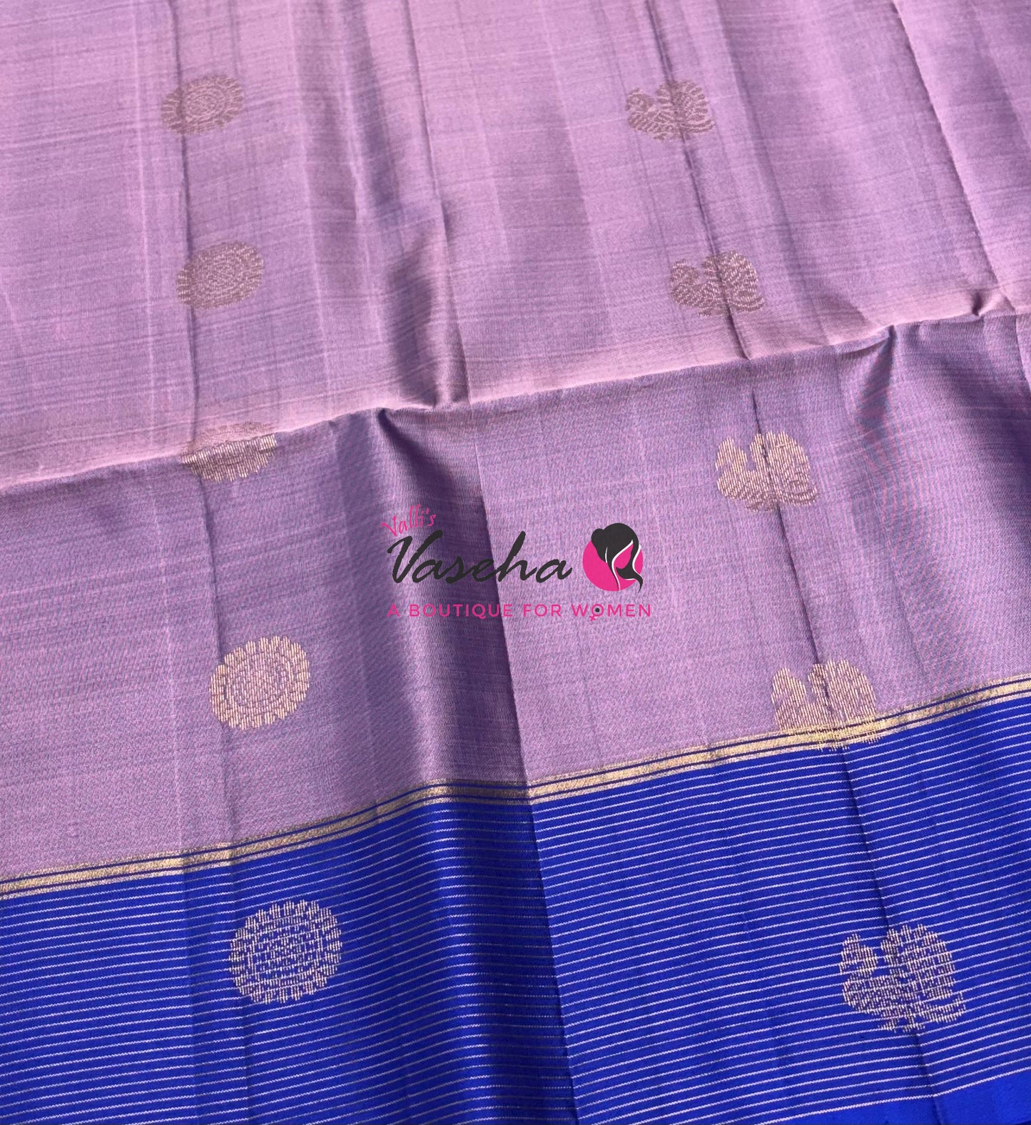 Pure Soft Silk Saree - Lavender with Blue - VVPSS071