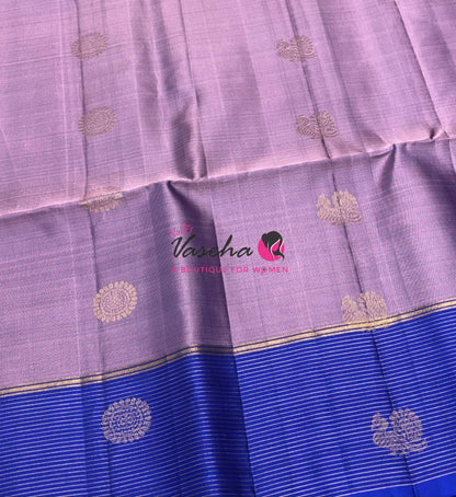 Pure Soft Silk Saree - Lavender with Blue - VVPSS071