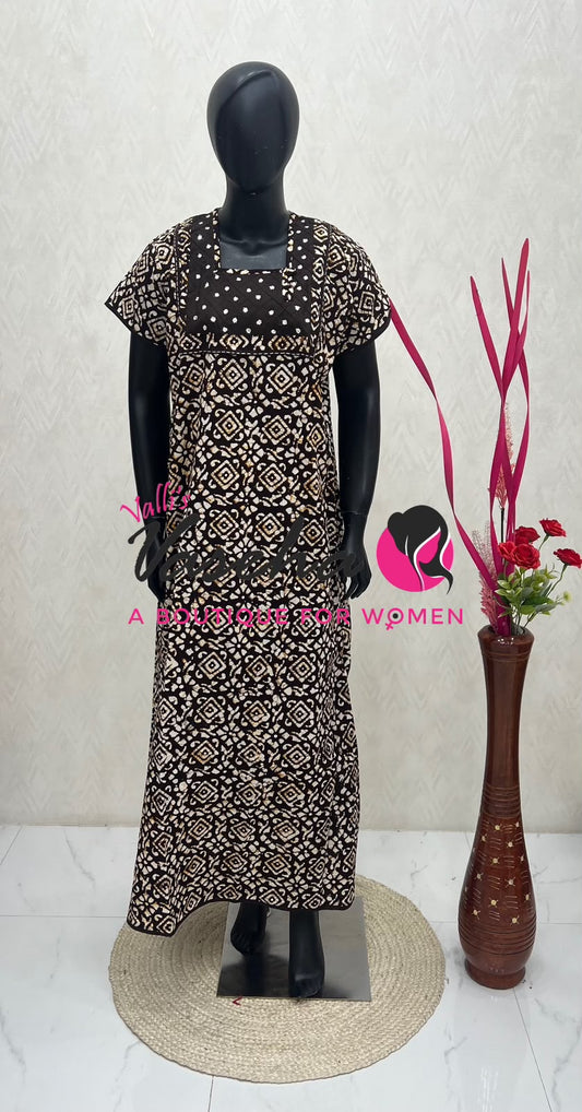 Free Size - Nighties - Batick Print - VVJN001