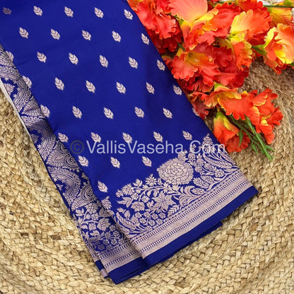 Semi Soft Silk with Border - Blue Shade  -VVSSS012