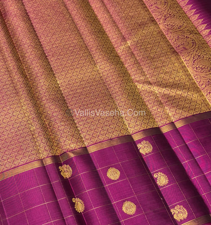 Pure Kanchipuram Silk Saree - Green & Purple Combo - VVPS027