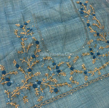 French Knot - Tissue Saree - Blue Shade - VVLFN008