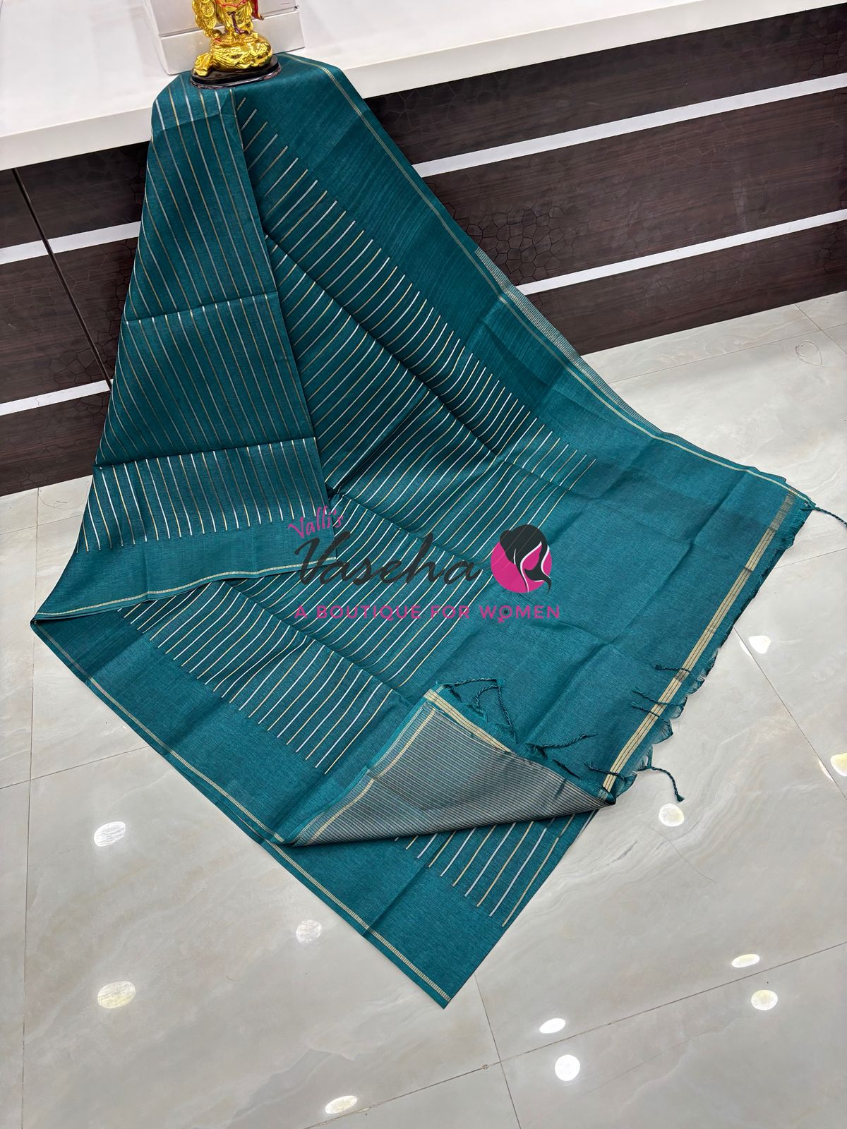 Semi Tussar Silk Saree | Ramar Blue Shade |VVSTS049