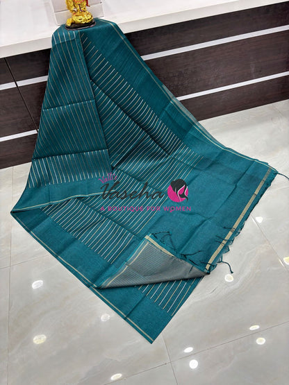 Semi Tussar Silk Saree | Ramar Blue Shade |VVSTS049