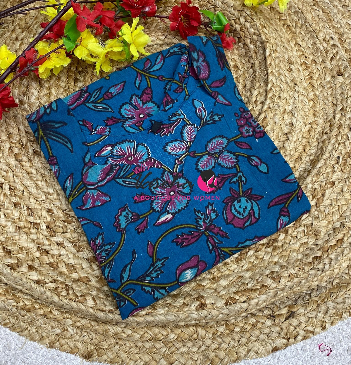 Ready Made - Short Top -  Pure Cotton Kalamkari  - VVRST004