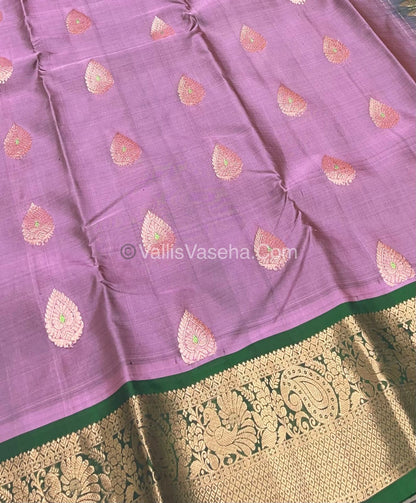 Half Mix - Pure Soft Silk Saree - Onion Pink & Green Shade - VVPSS031