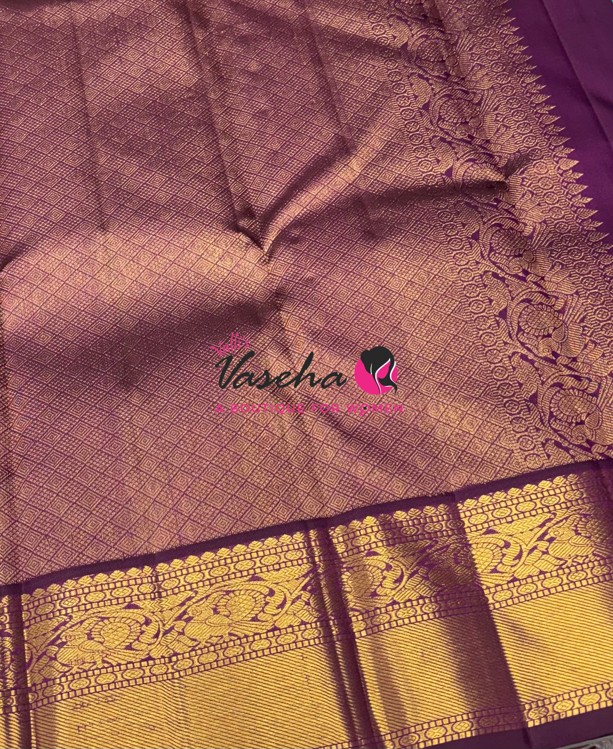 Pure Vintage Korvai Kanchipuram Silk Saree - Blue With Purplish Pink - VVPS062