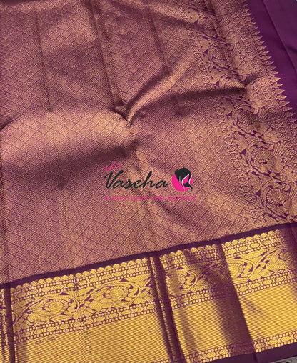 Pure Vintage Korvai Kanchipuram Silk Saree - Blue With Purplish Pink - VVPS062