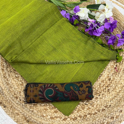 Khadi Cotton Sarees with Kalamkari Blouse - VVKCK001