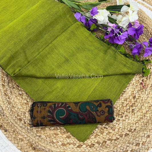 Khadi Cotton Sarees with Kalamkari Blouse - VVKCK001